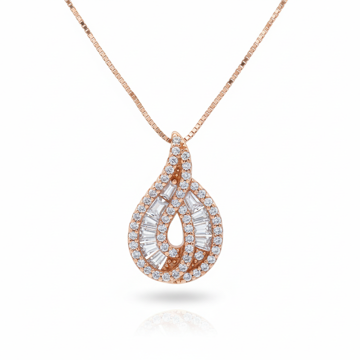 Silver Leaf Pendant Rose Gold