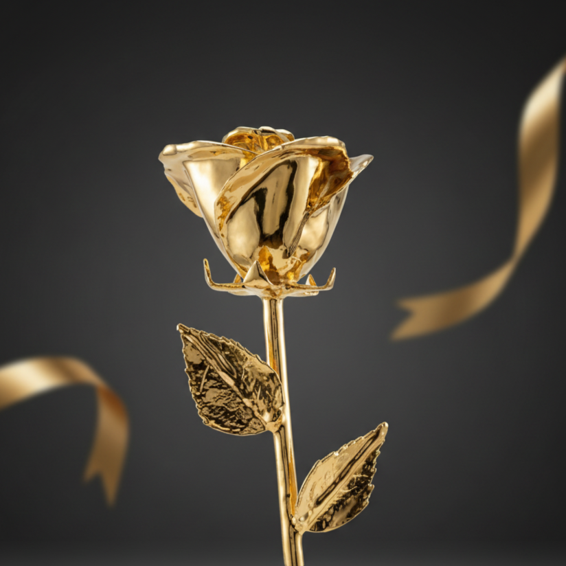 Premium 24k Gold dipped Rose with Golden Window Gift Box
