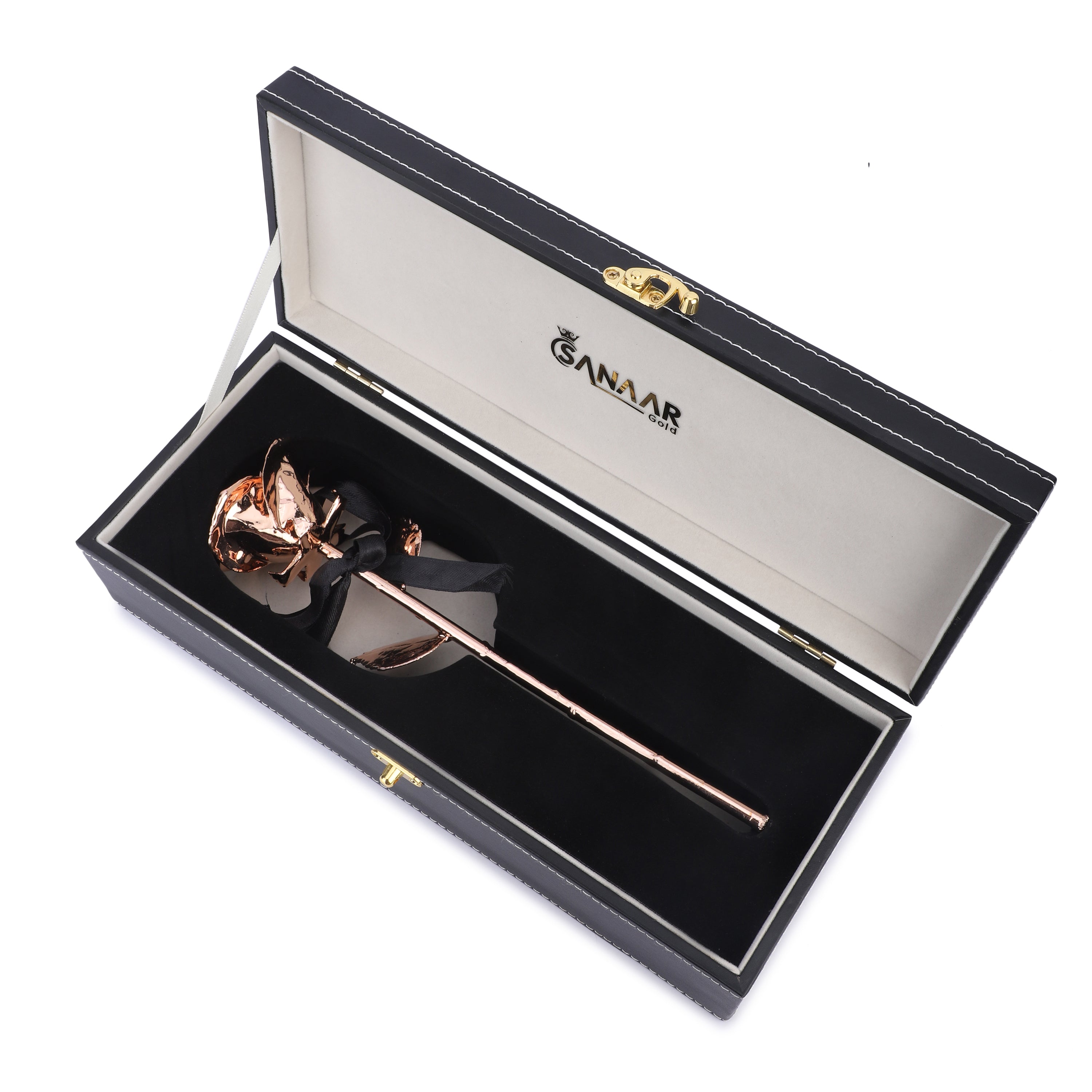 Premium RoseGold dipped Rose with Leatherite Box
