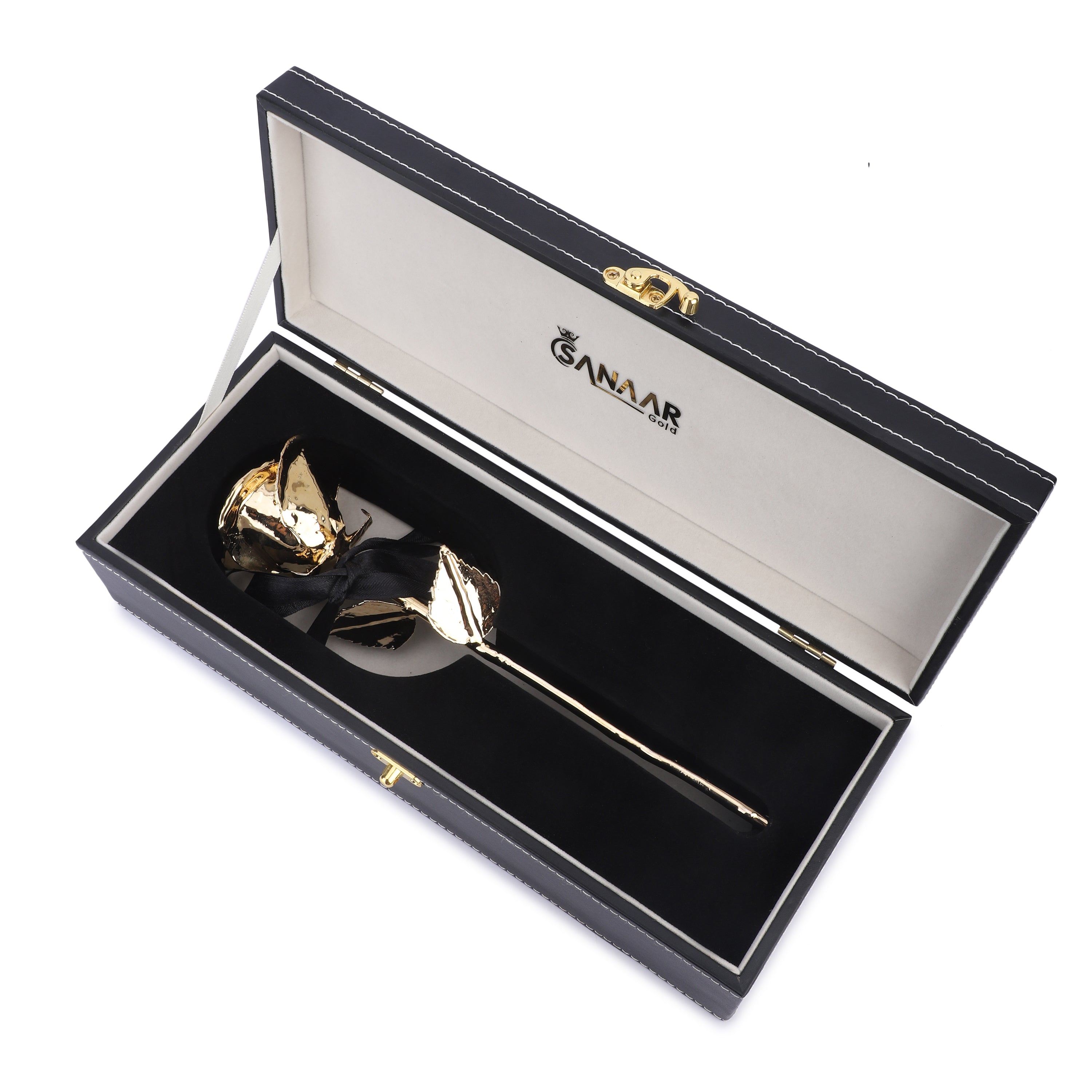 Premium 24k Gold dipped Rose with Leatherite Box