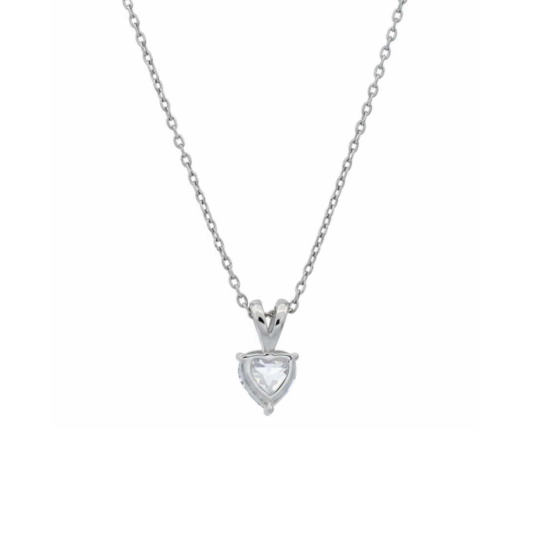 Silver Heart Solitaire Pendant