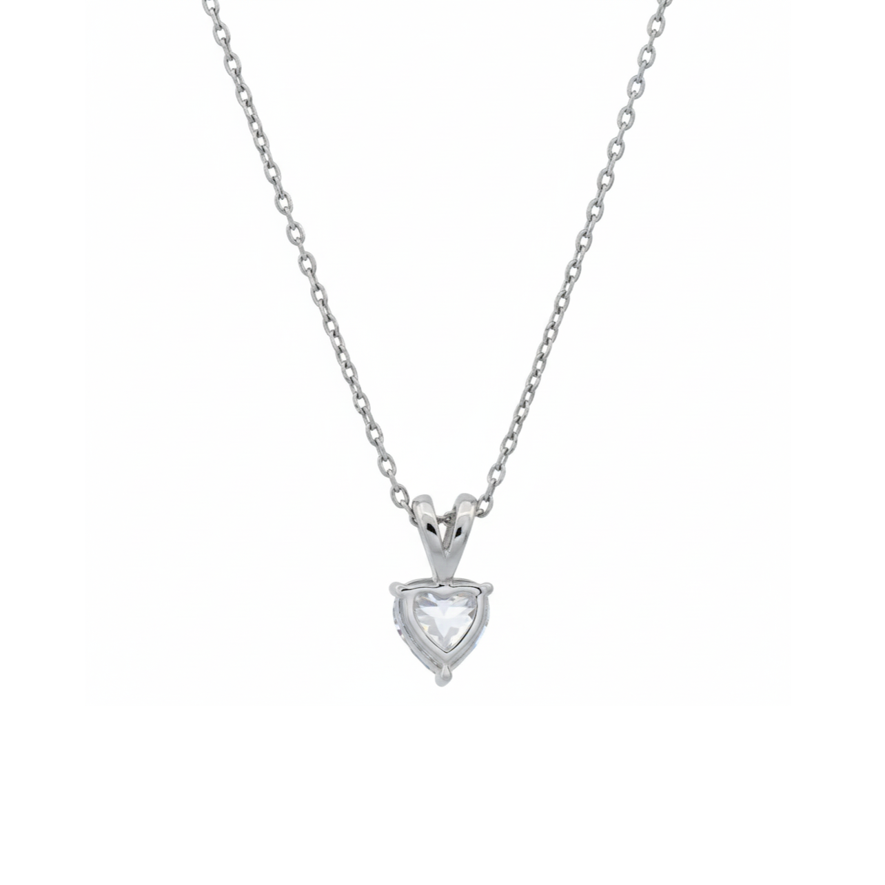 Silver Heart Solitaire Pendant