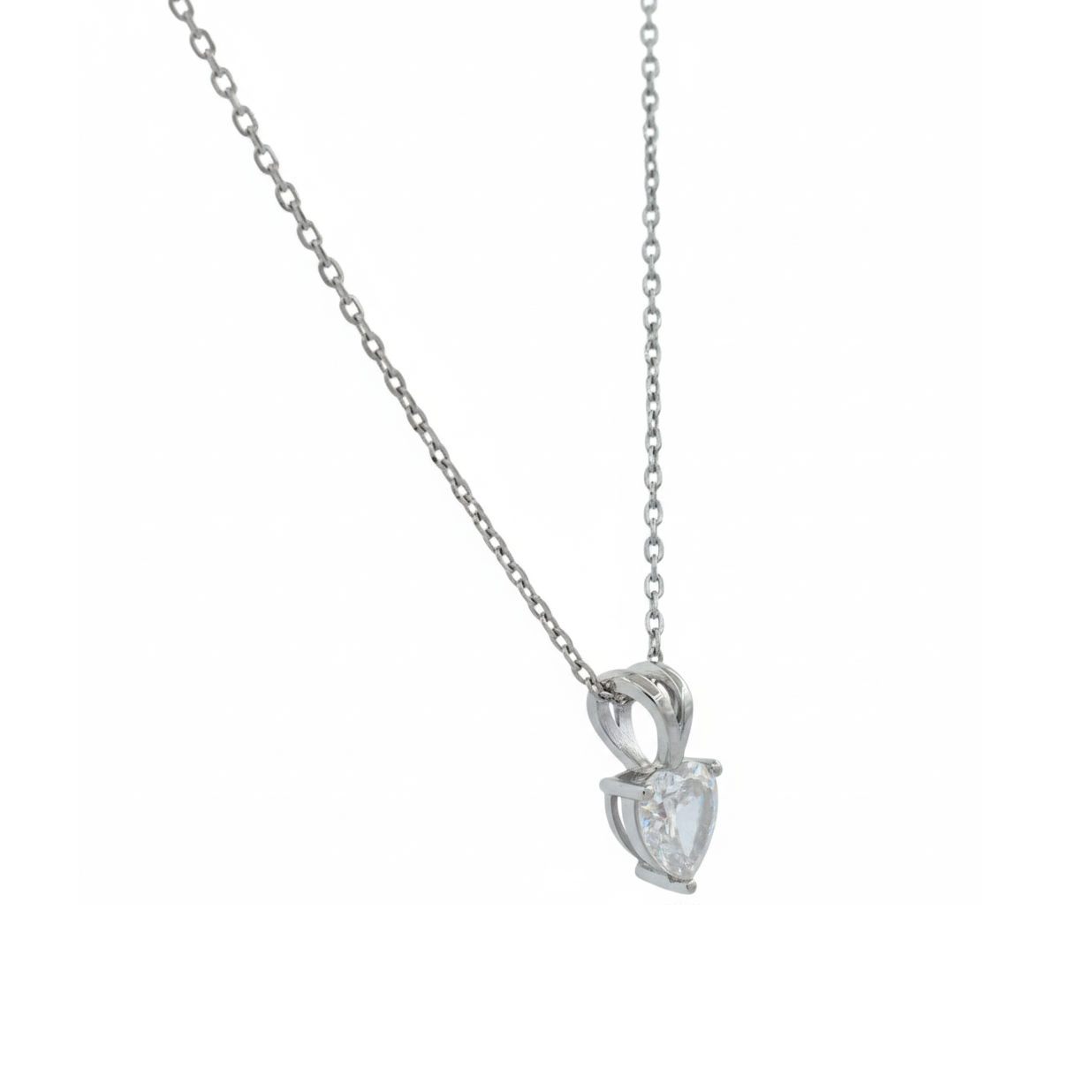 Silver Heart Solitaire Pendant