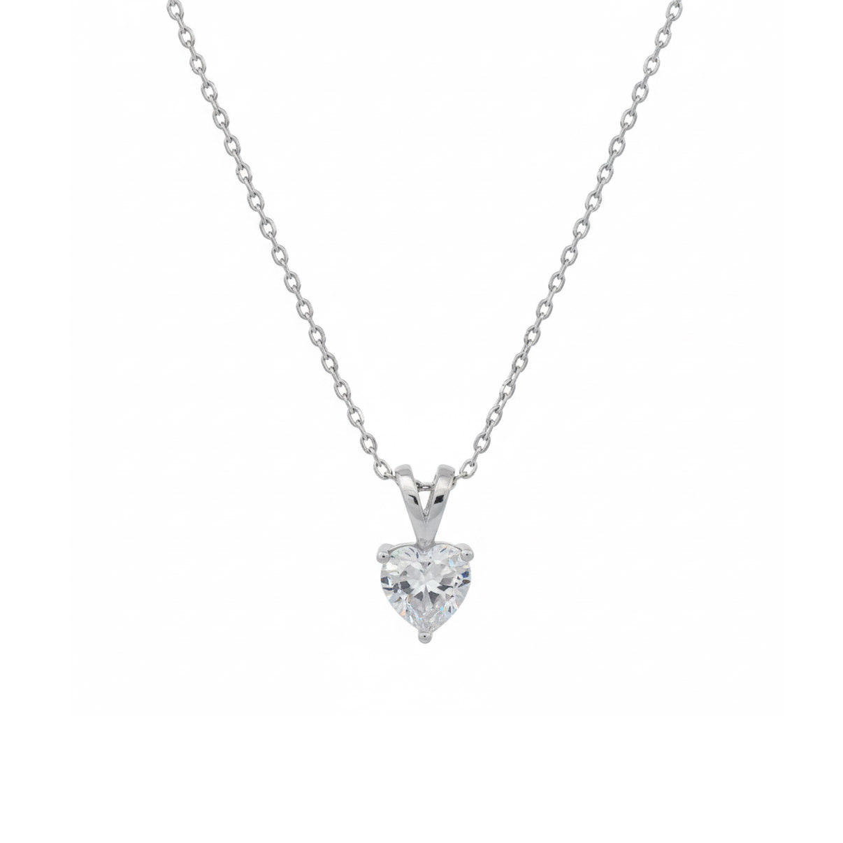 Silver Heart Solitaire Pendant