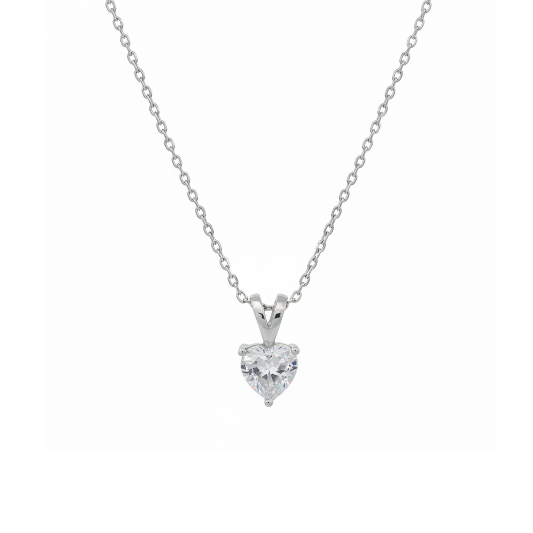Silver Heart Solitaire Pendant