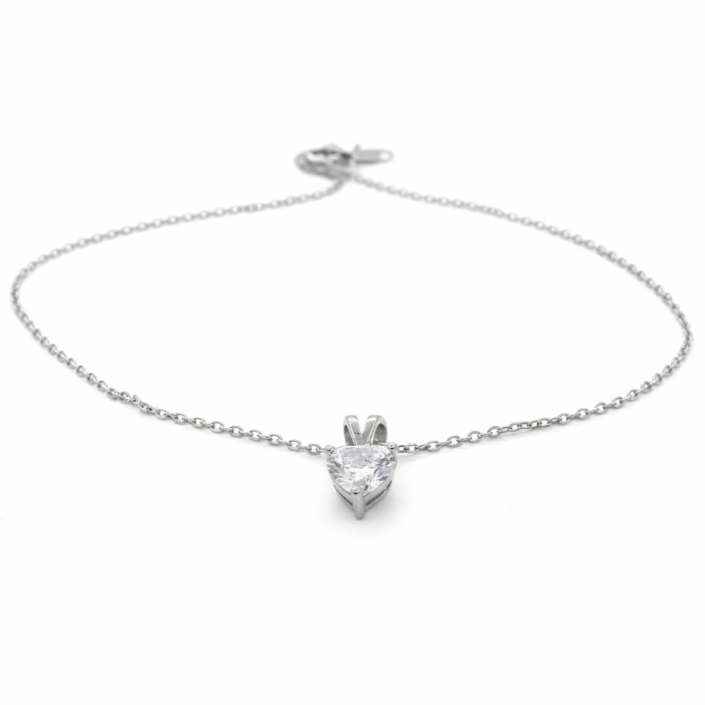 Silver Heart Solitaire Pendant