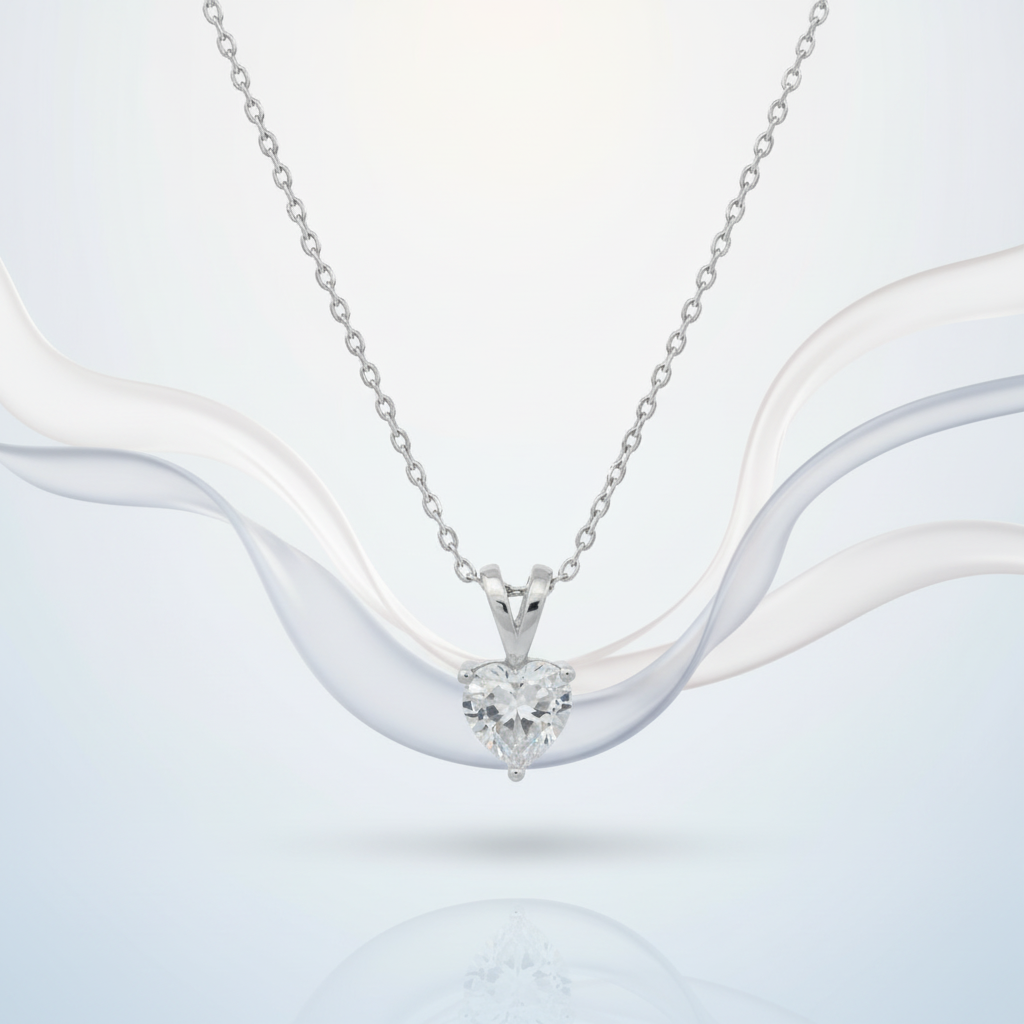 Silver Heart Solitaire Pendant