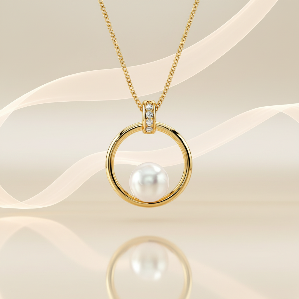 Golden Halo Pearl Pendant