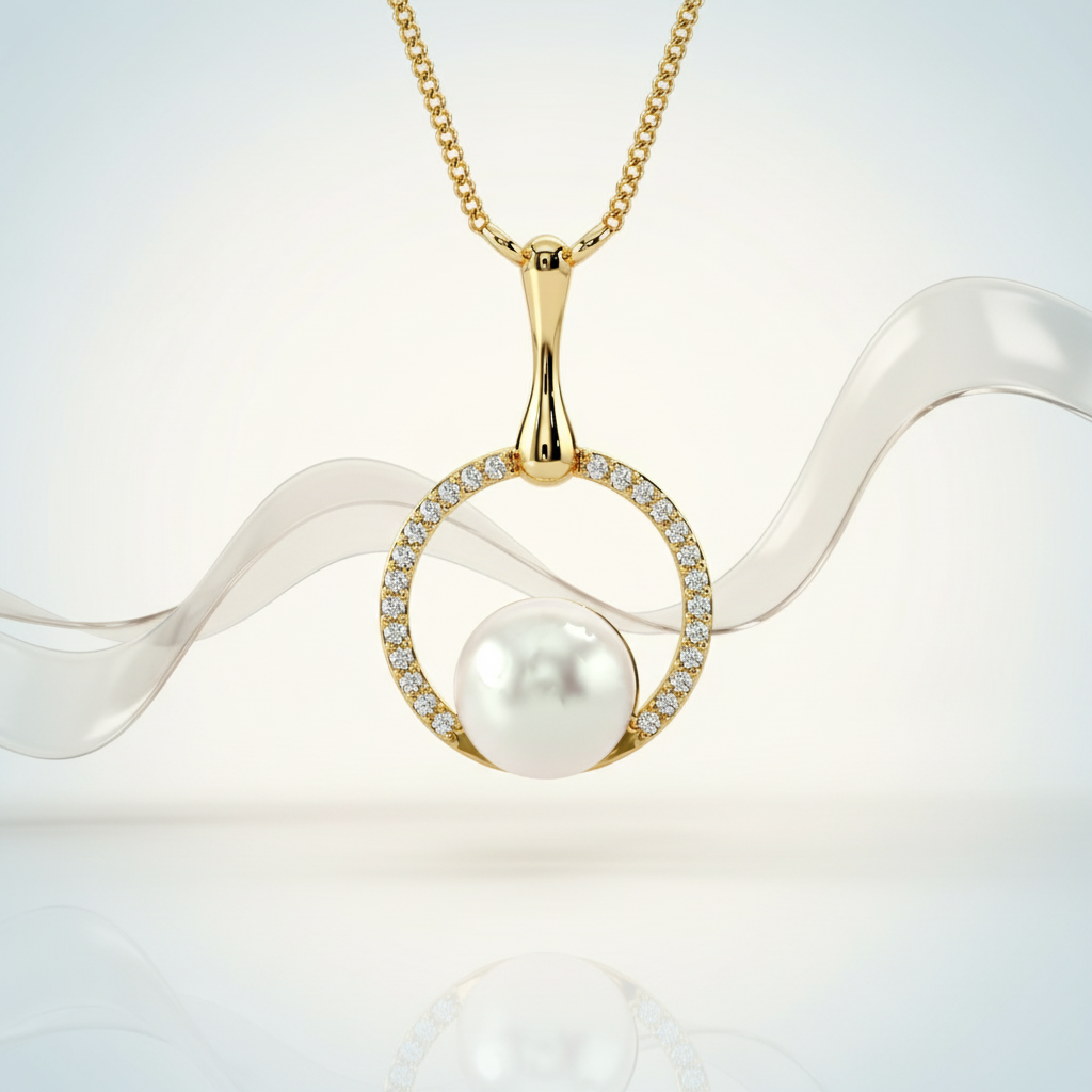 Celeste Pearl Halo Pendant