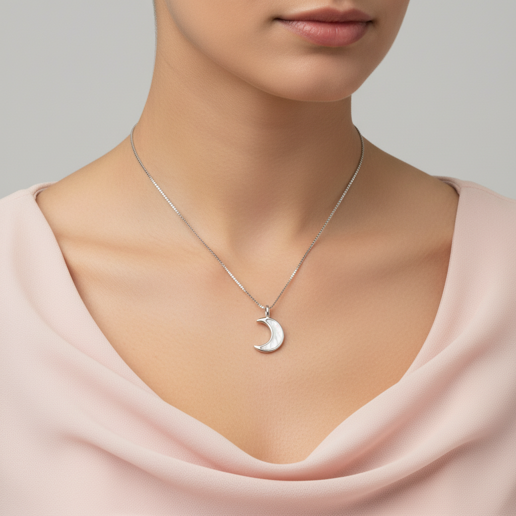 Silver Crescent Moon Pendant