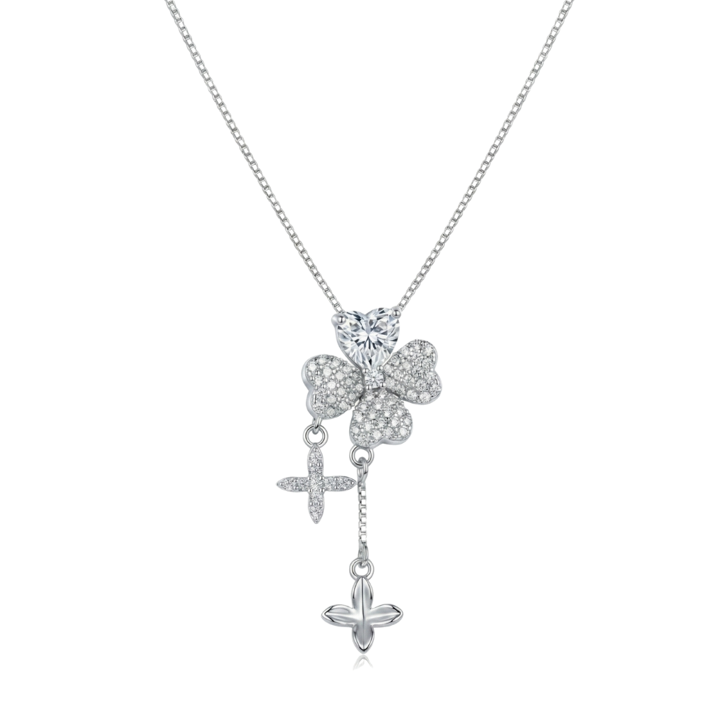 Silver 4-Petal Floral Pendant
