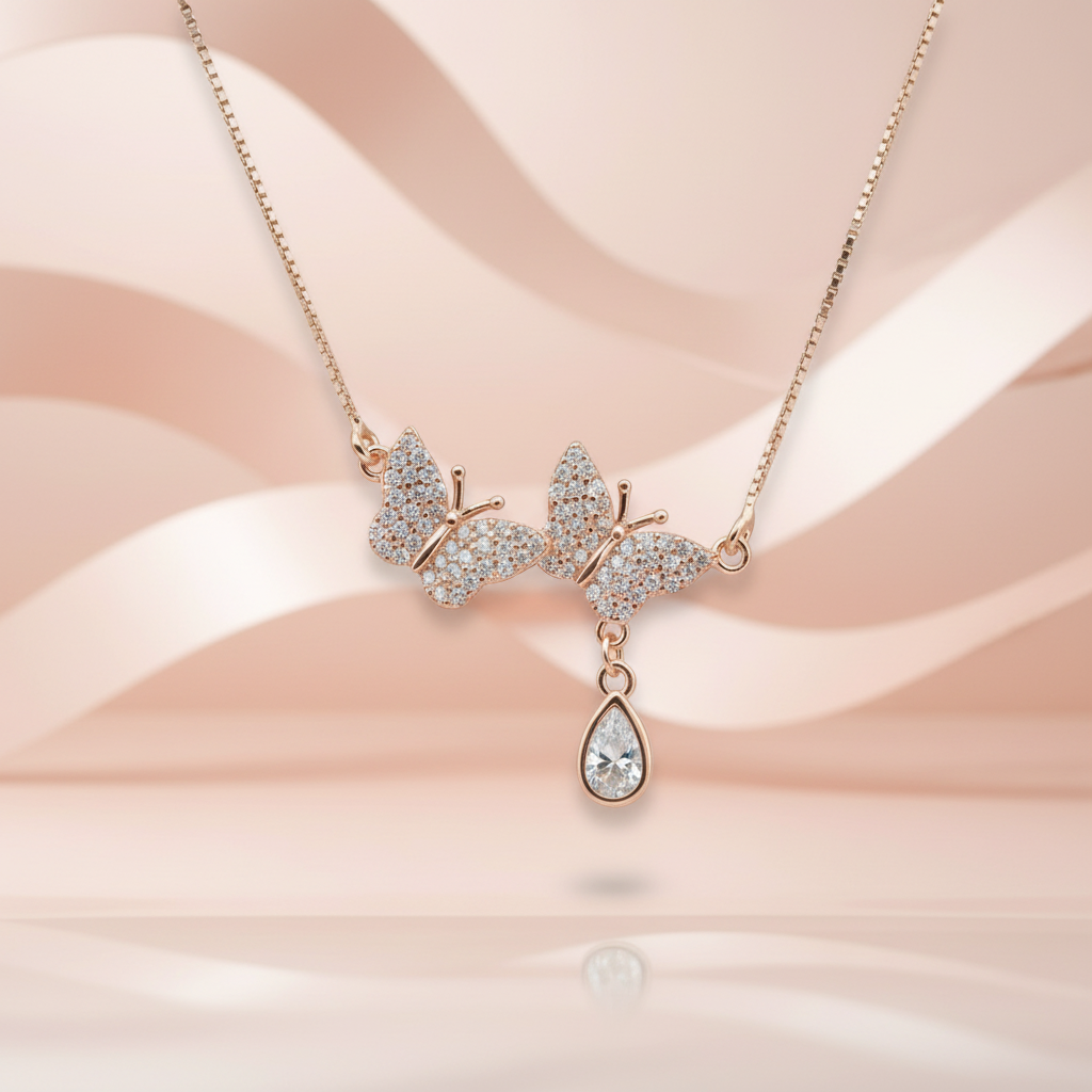 Silver Love-Dove Butterfly Pendant