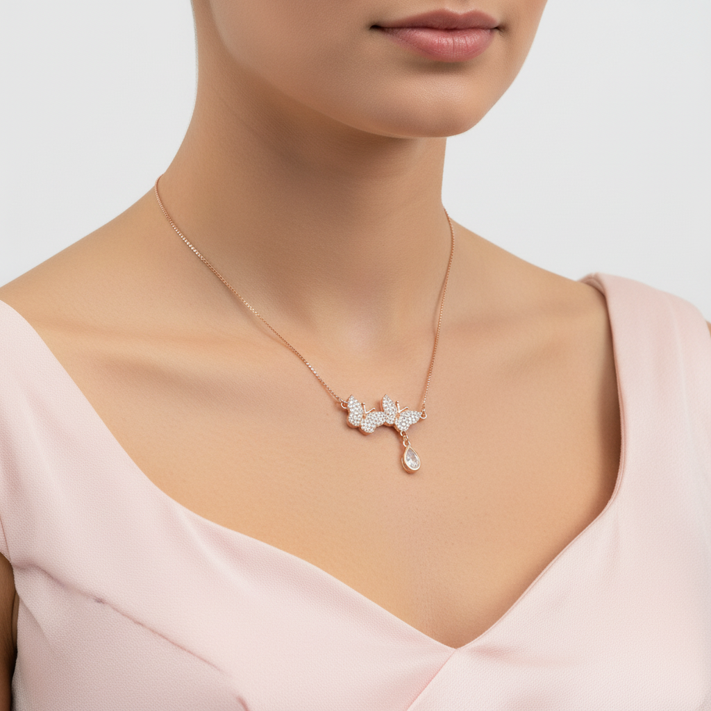 Silver Love-Dove Butterfly Pendant