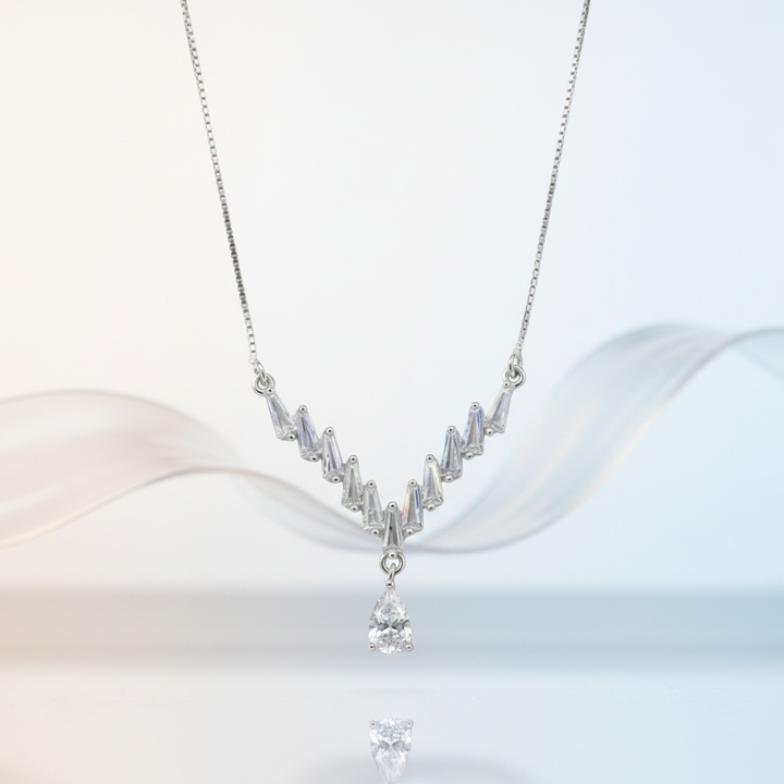 Silver Zig-Zag Baguette CZ Pendant
