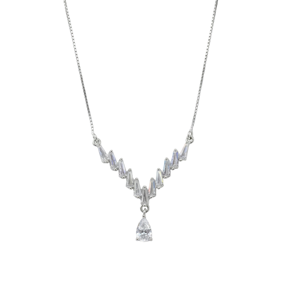 Silver Zig-Zag Baguette CZ Pendant