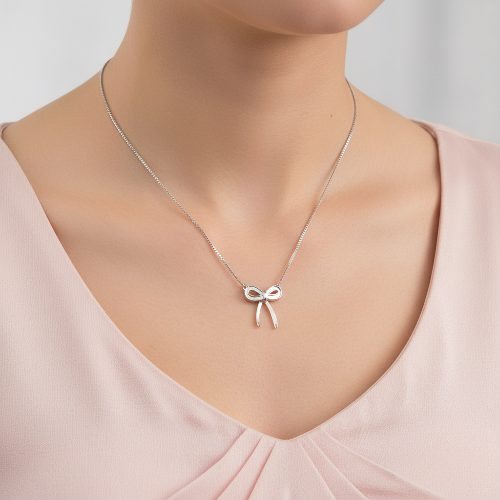 Silver Bow Knot Pendant