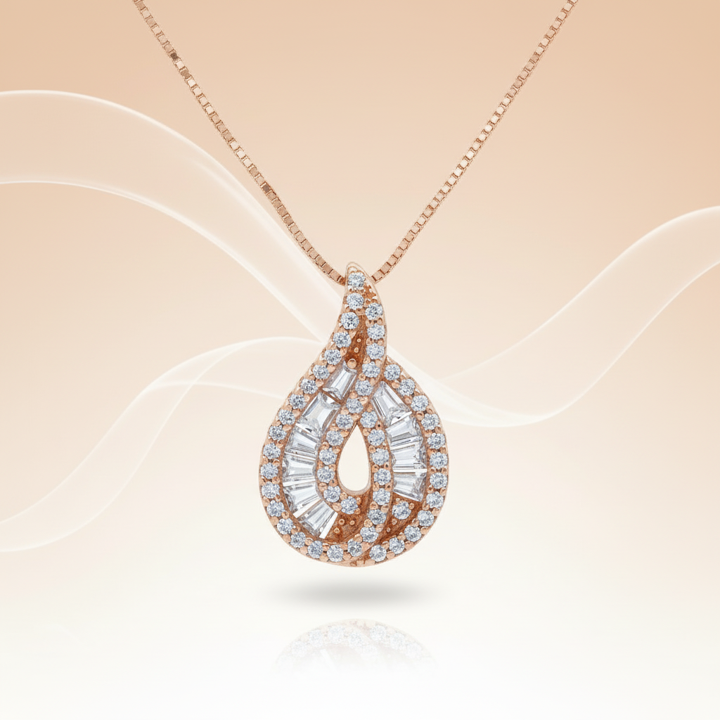 Silver Leaf Pendant Rose Gold