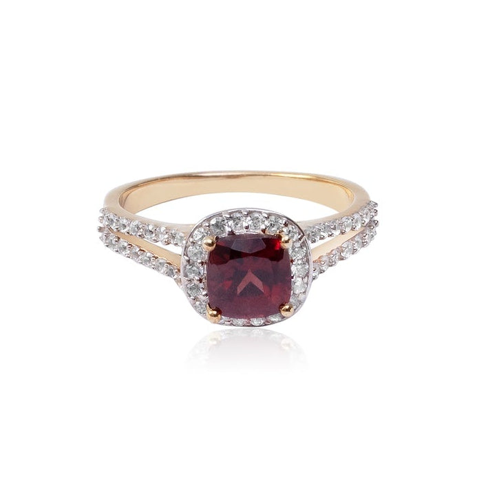 Classic Garnet Halo Ring