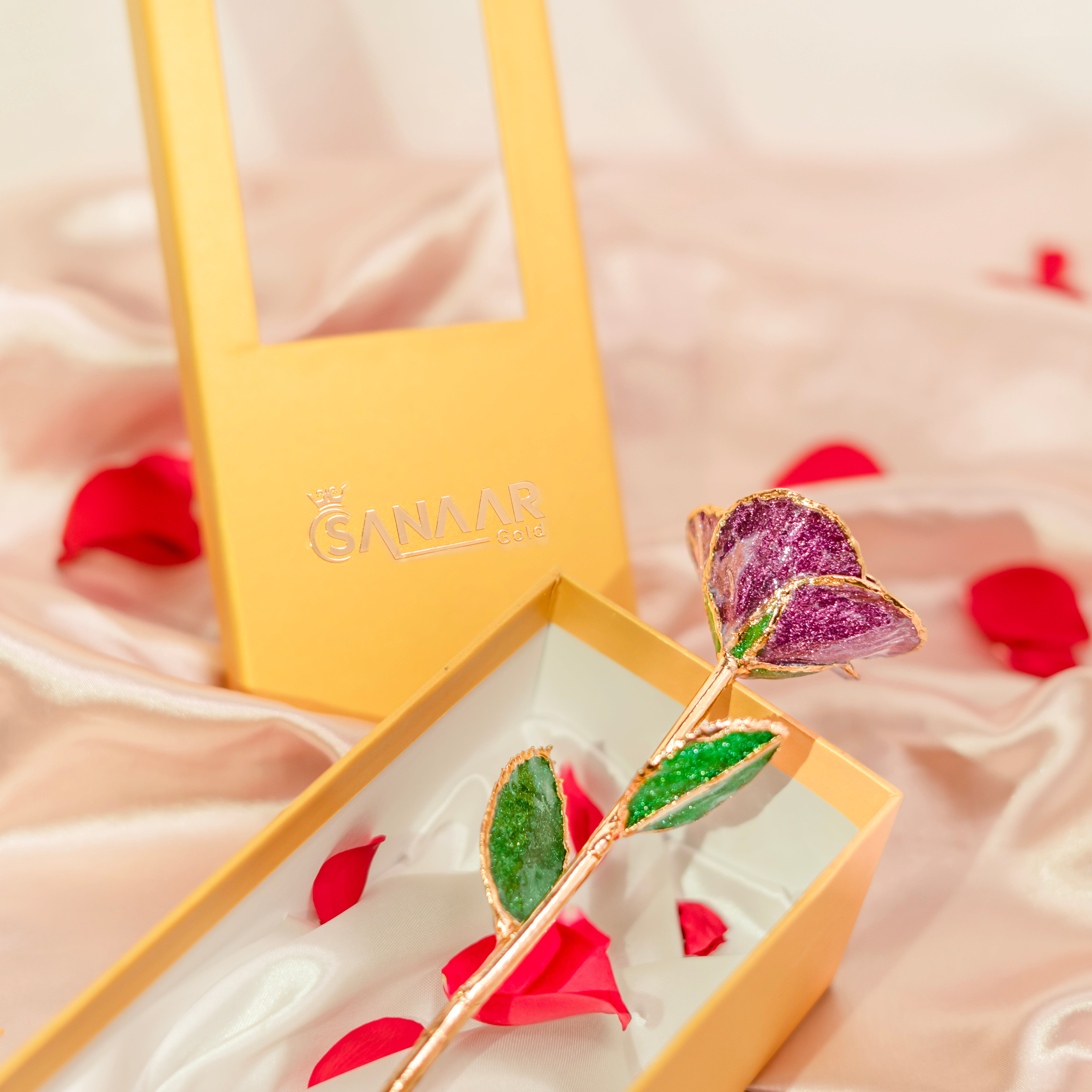 Elegant 24k Velvet Purple Gold dipped Rose