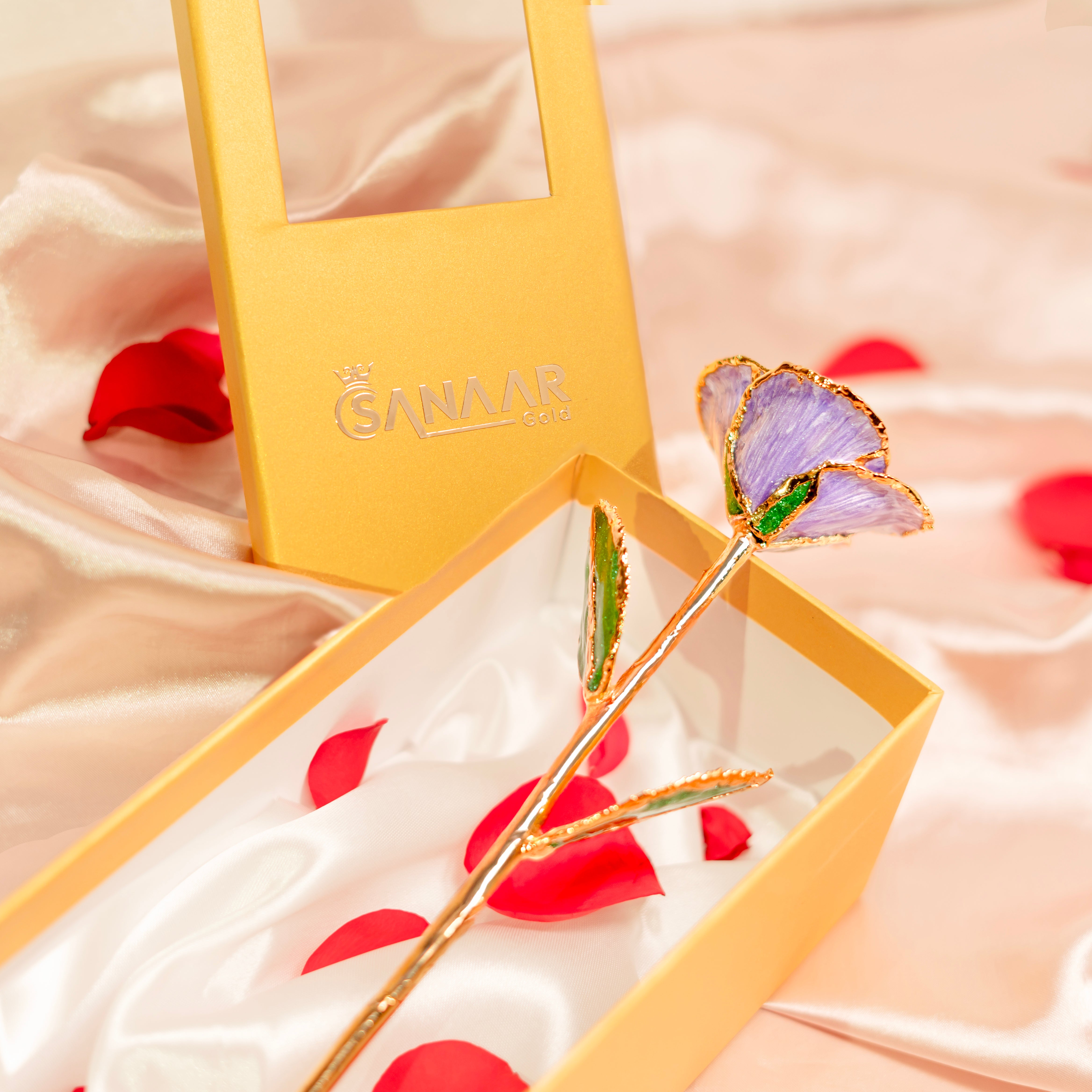 Elegant 24k Lilac Purple Gold dipped Rose