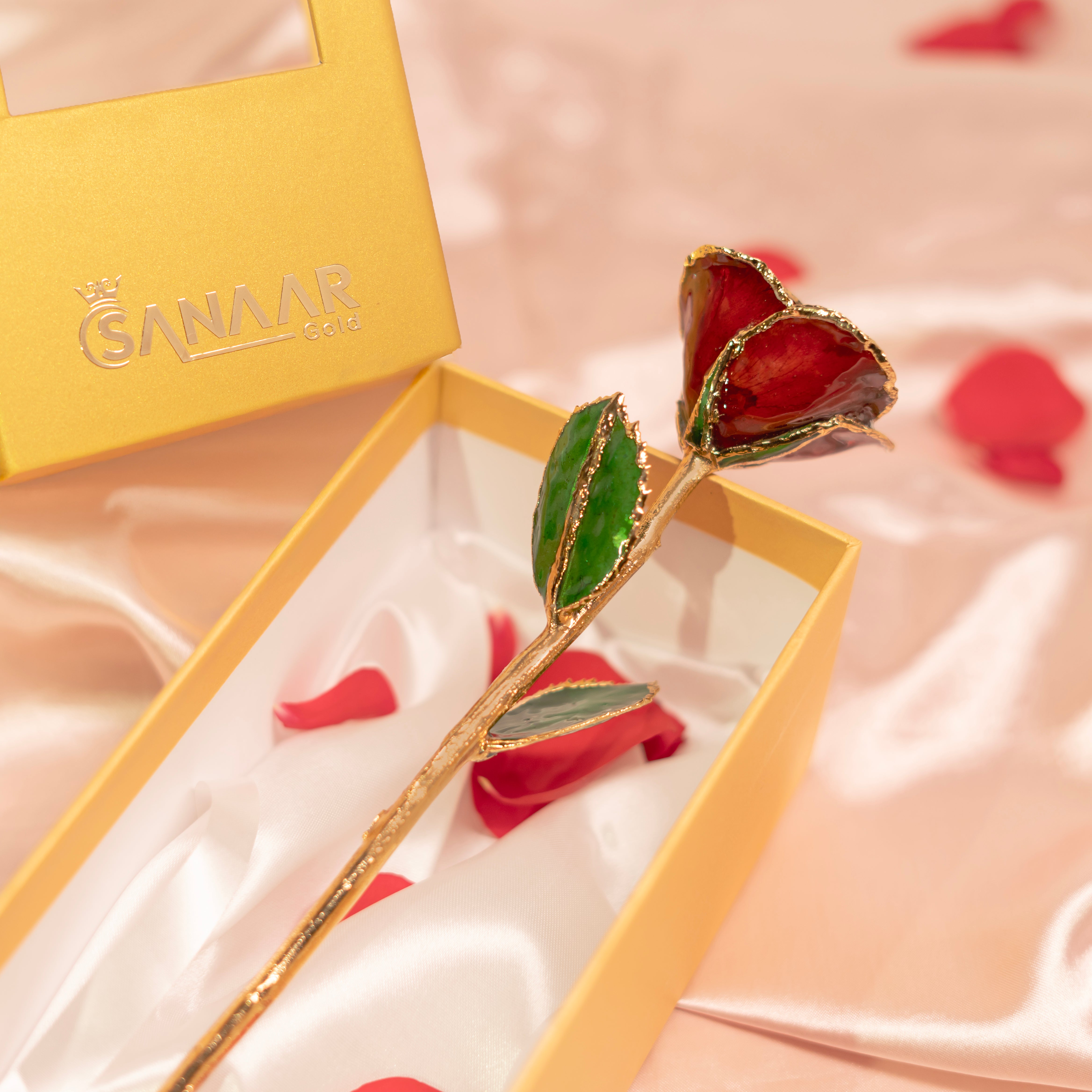 Elegant 24k Scarlet Red Gold dipped Rose
