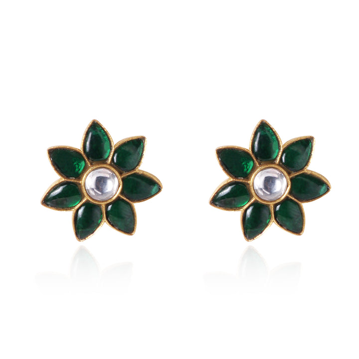 Blossom Green Kundan Studs