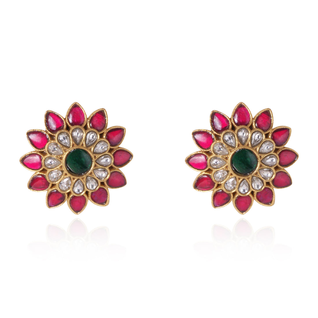 Pink Bloom Kundan Earrings