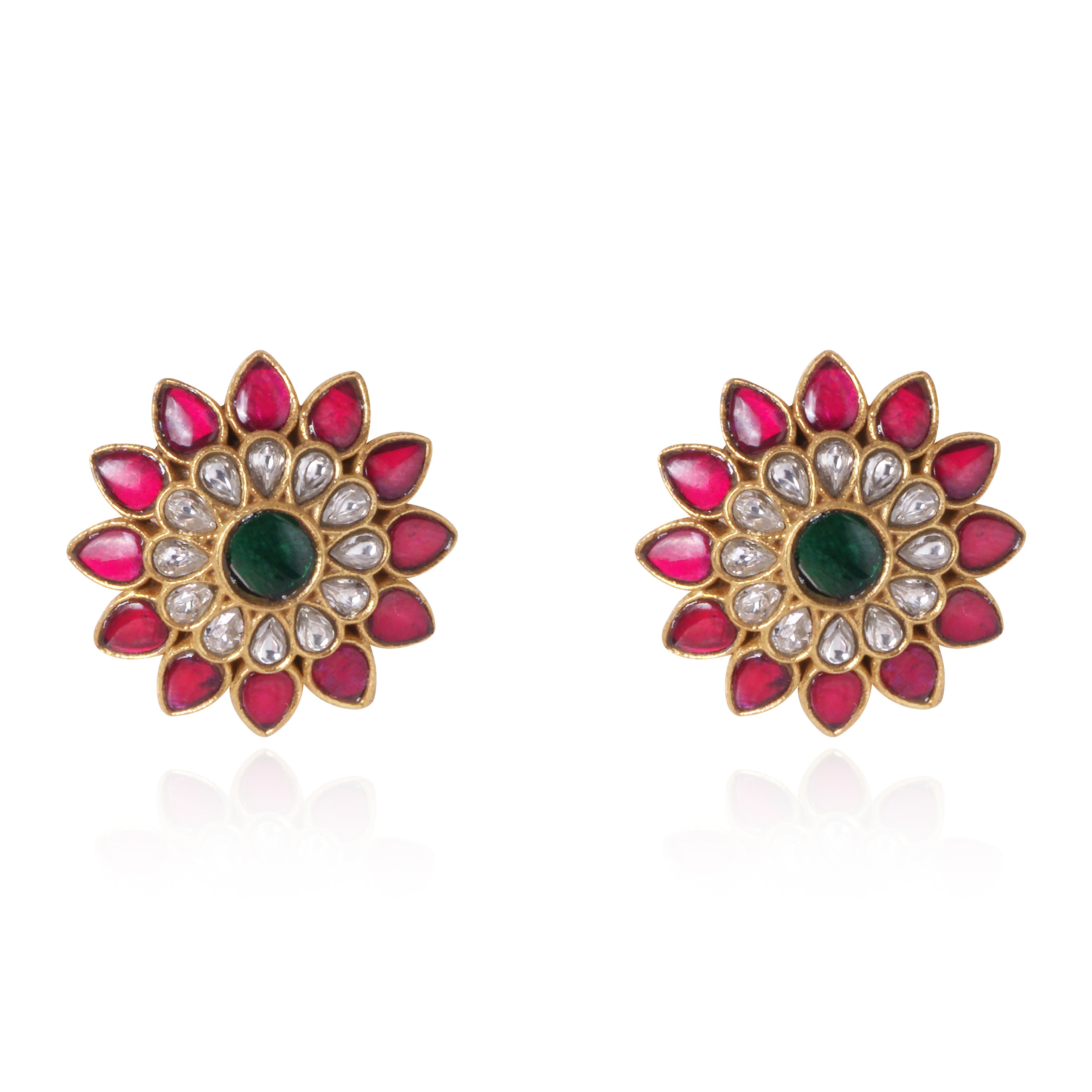 Pink Bloom Kundan Earrings