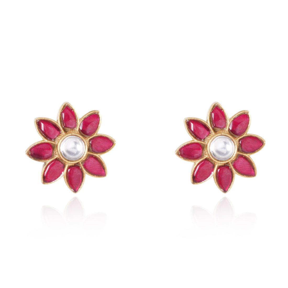 Blossom Pink Kundan Studs