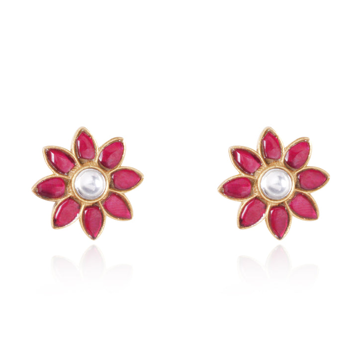 Blossom Pink Kundan Studs