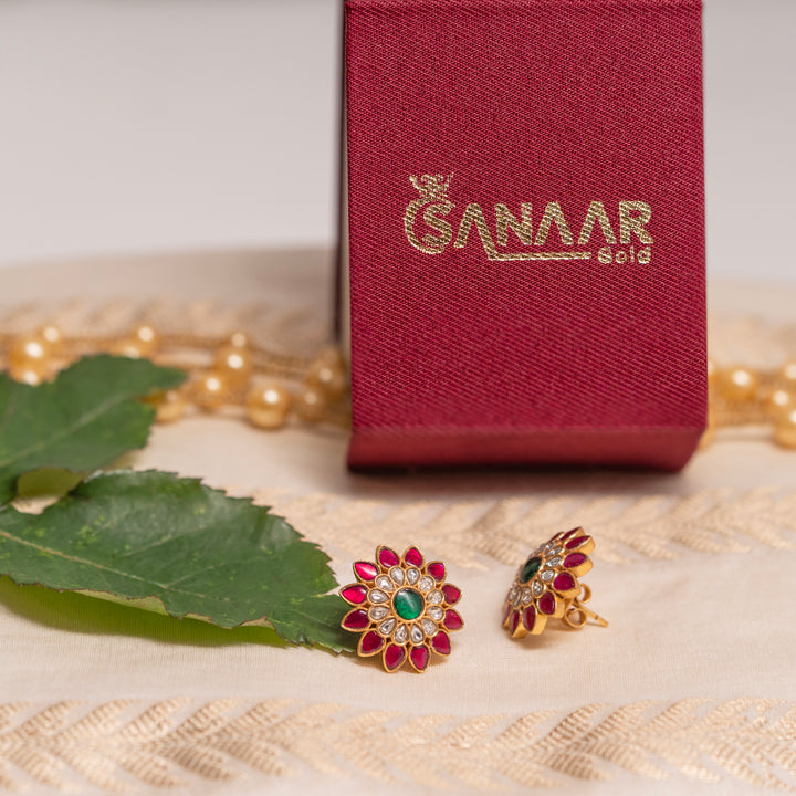 Pink Bloom Kundan Earrings