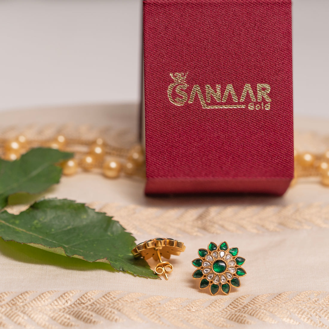 Green Bloom Kundan Earrings