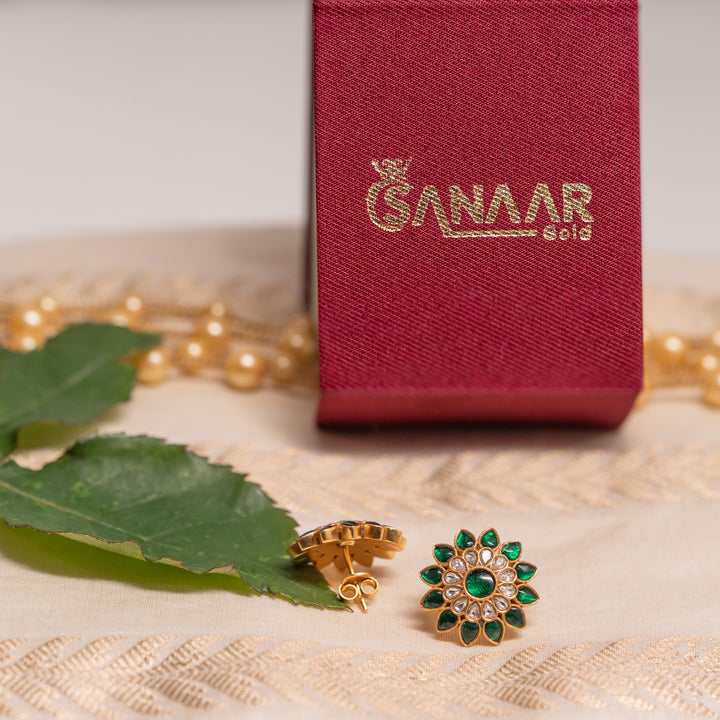 Green Bloom Kundan Earrings