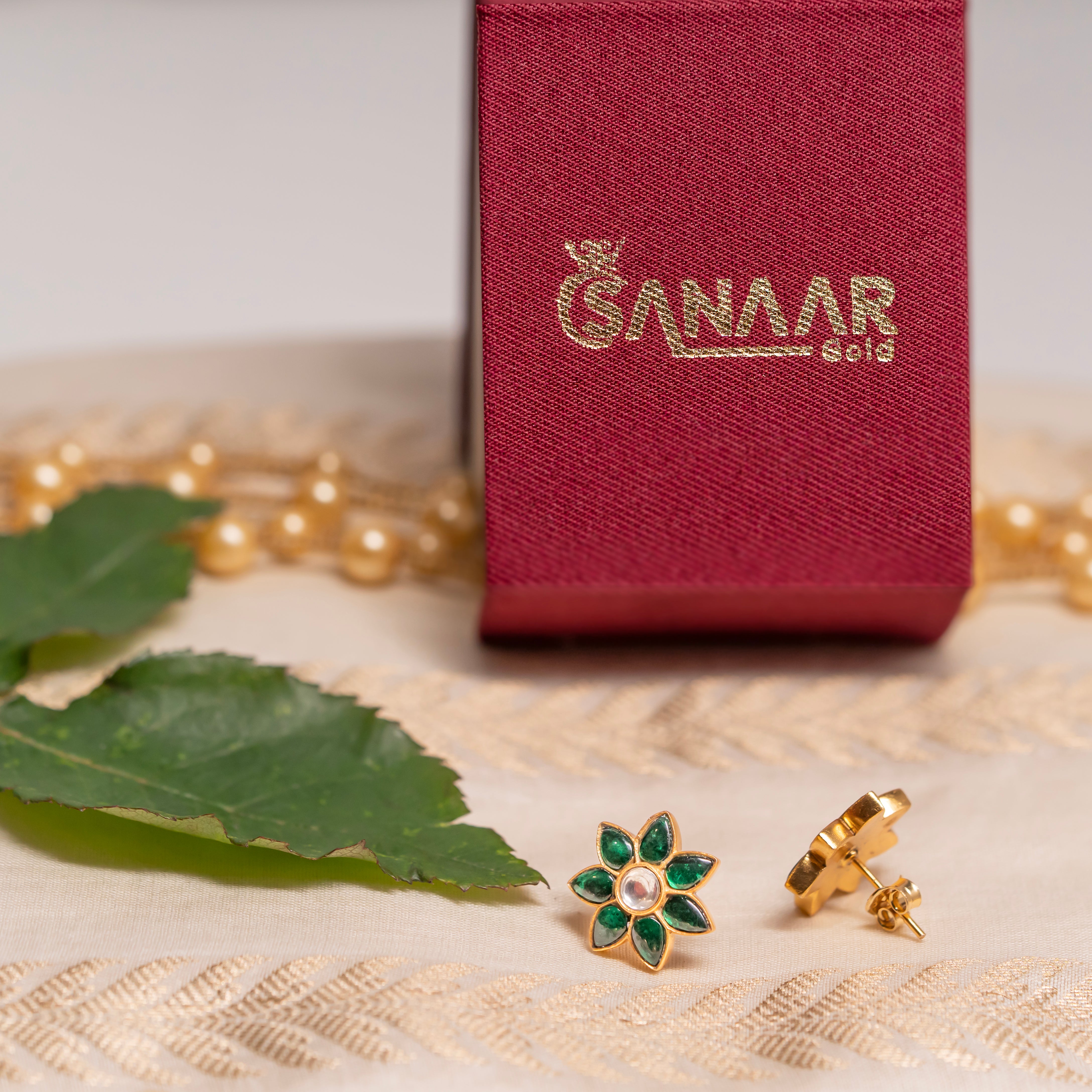 Blossom Green Kundan Studs