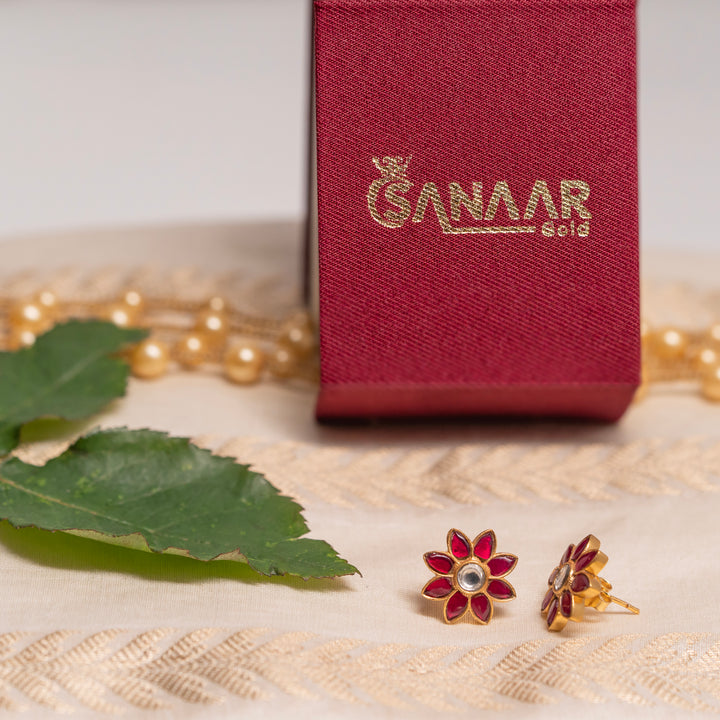 Blossom Pink Kundan Studs