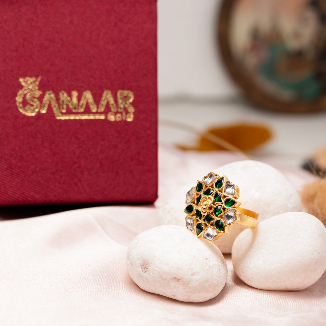 Emerald Petal Adjustable Ring