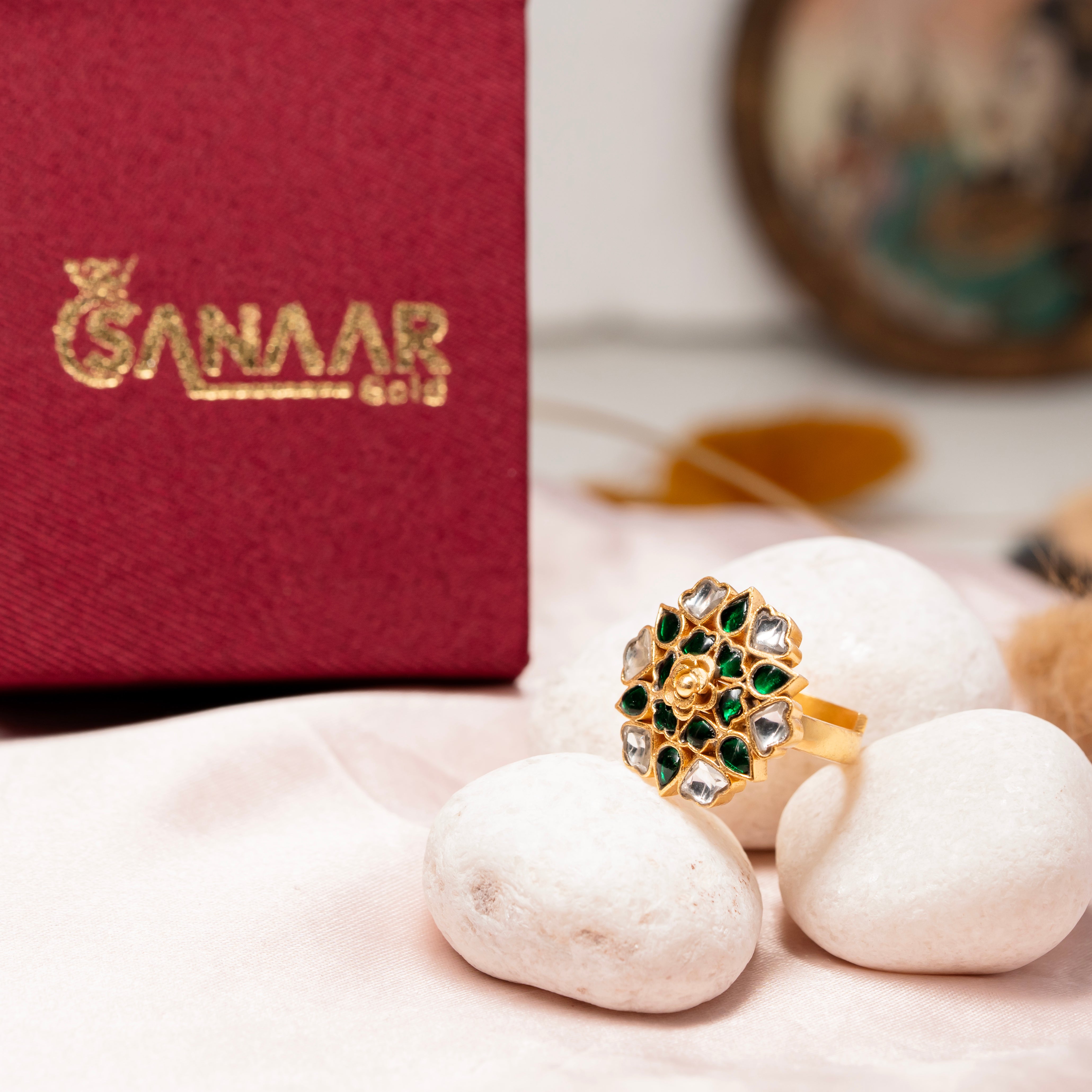 Emerald Petal Adjustable Ring