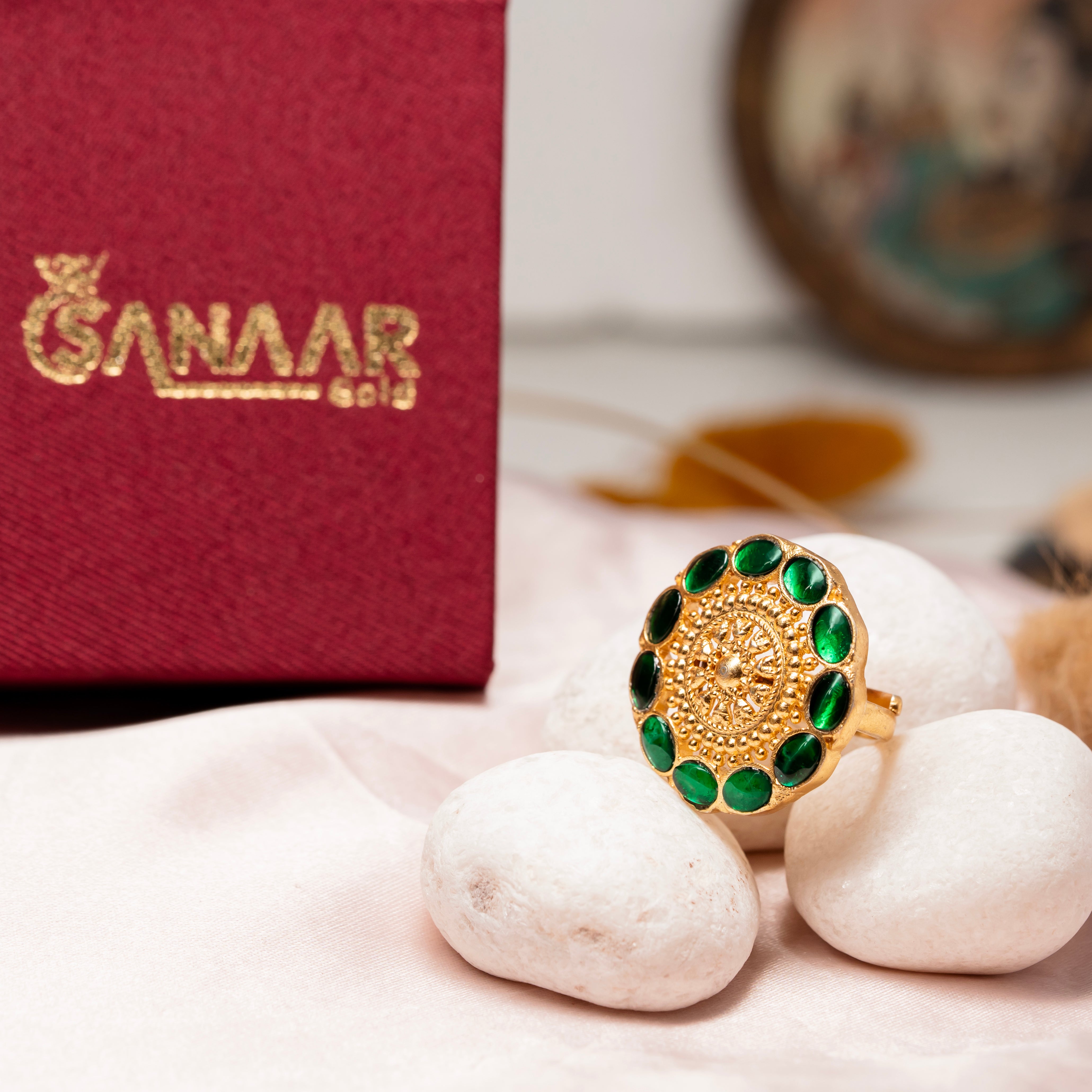 Emerald Glow Adjustable Ring