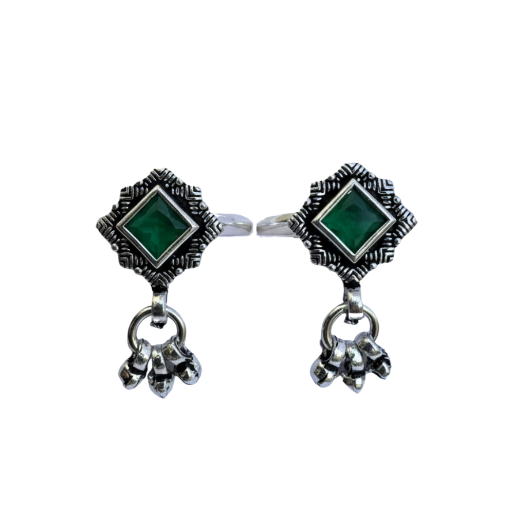 Oxidized Silver Green Mist Toe Ring