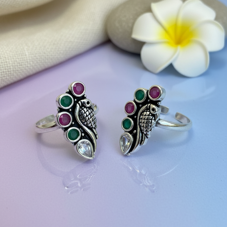 Silver Spark P Pop Toe Ring