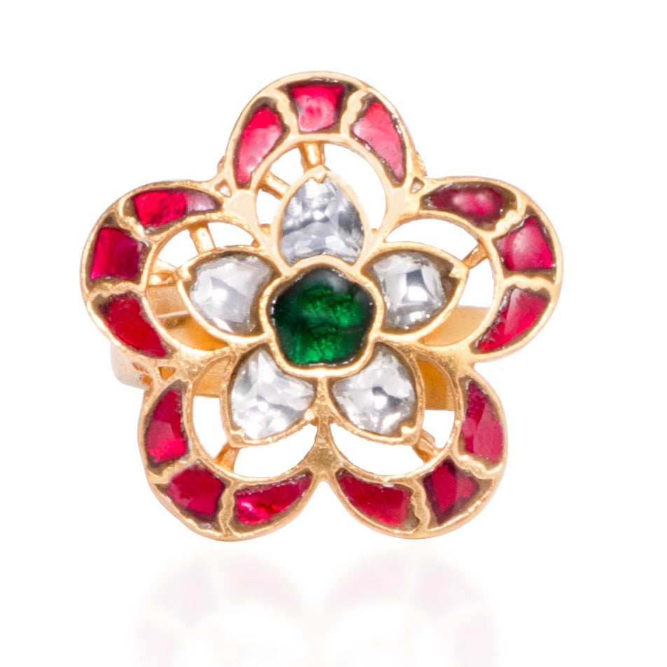 Decorative brooch with gemstones on a white background