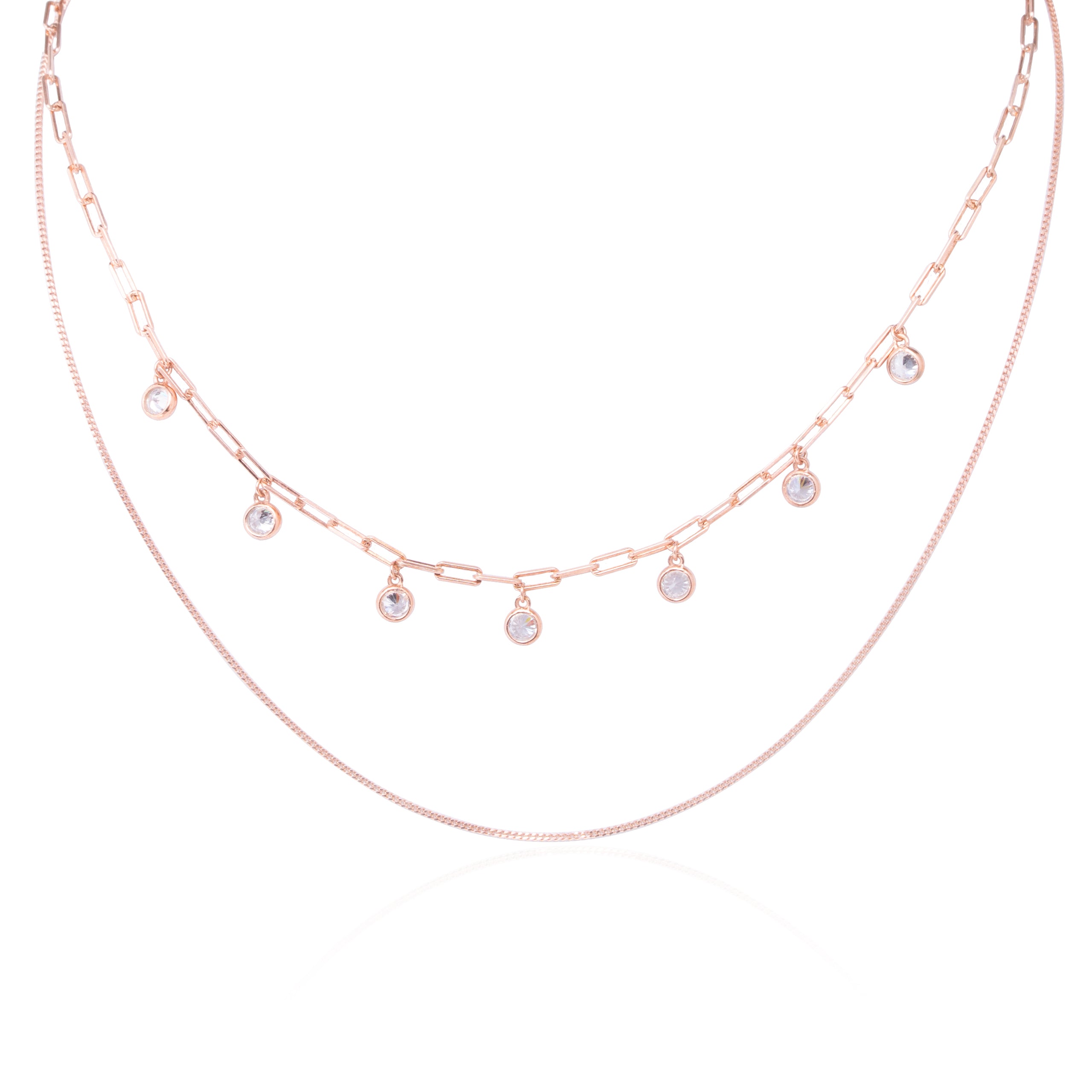 Rose Gold Dew Drop Duo Lariat