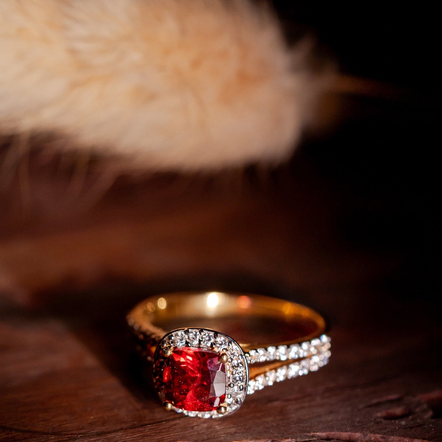 Classic Garnet Halo Ring