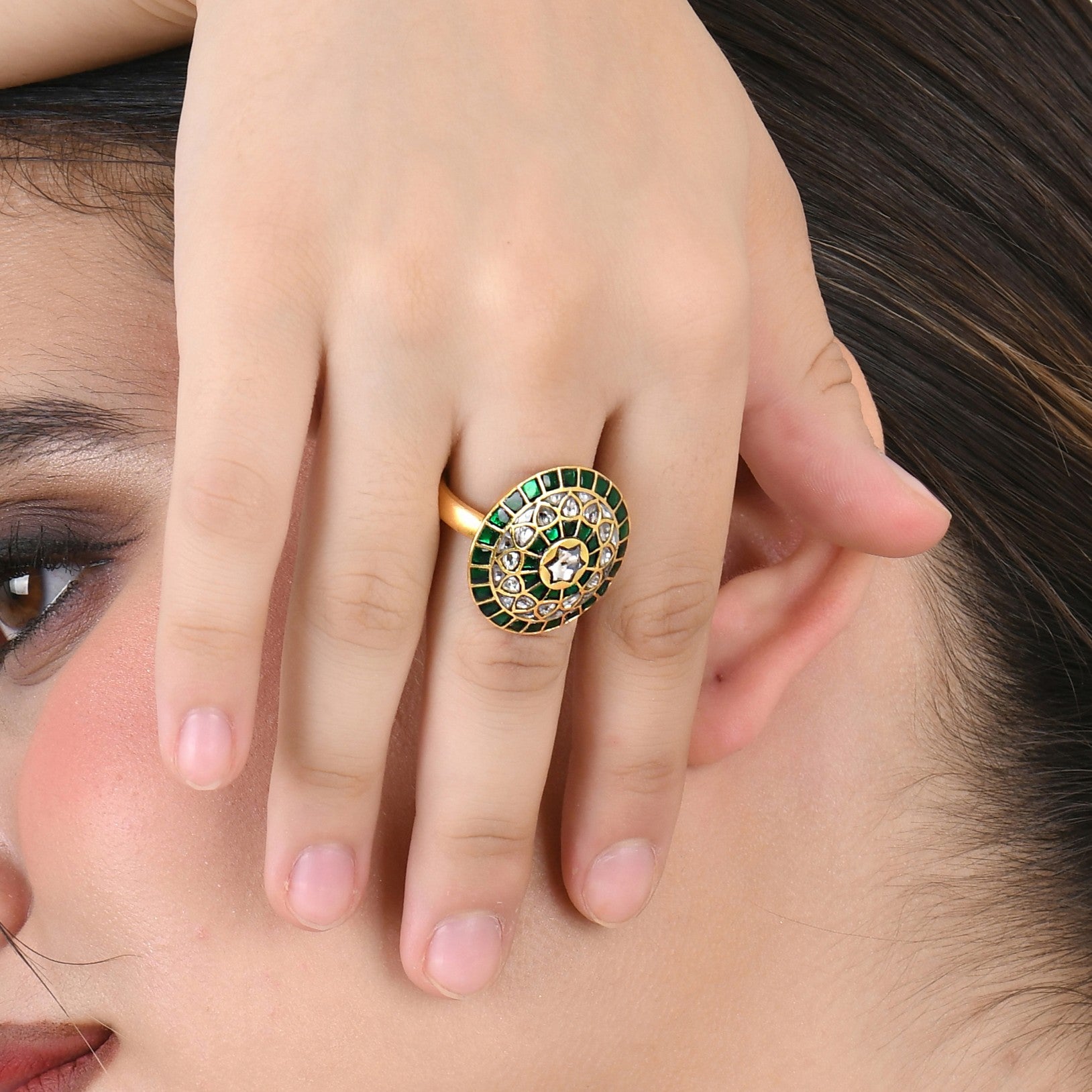 Green Aura Adjustable Ring