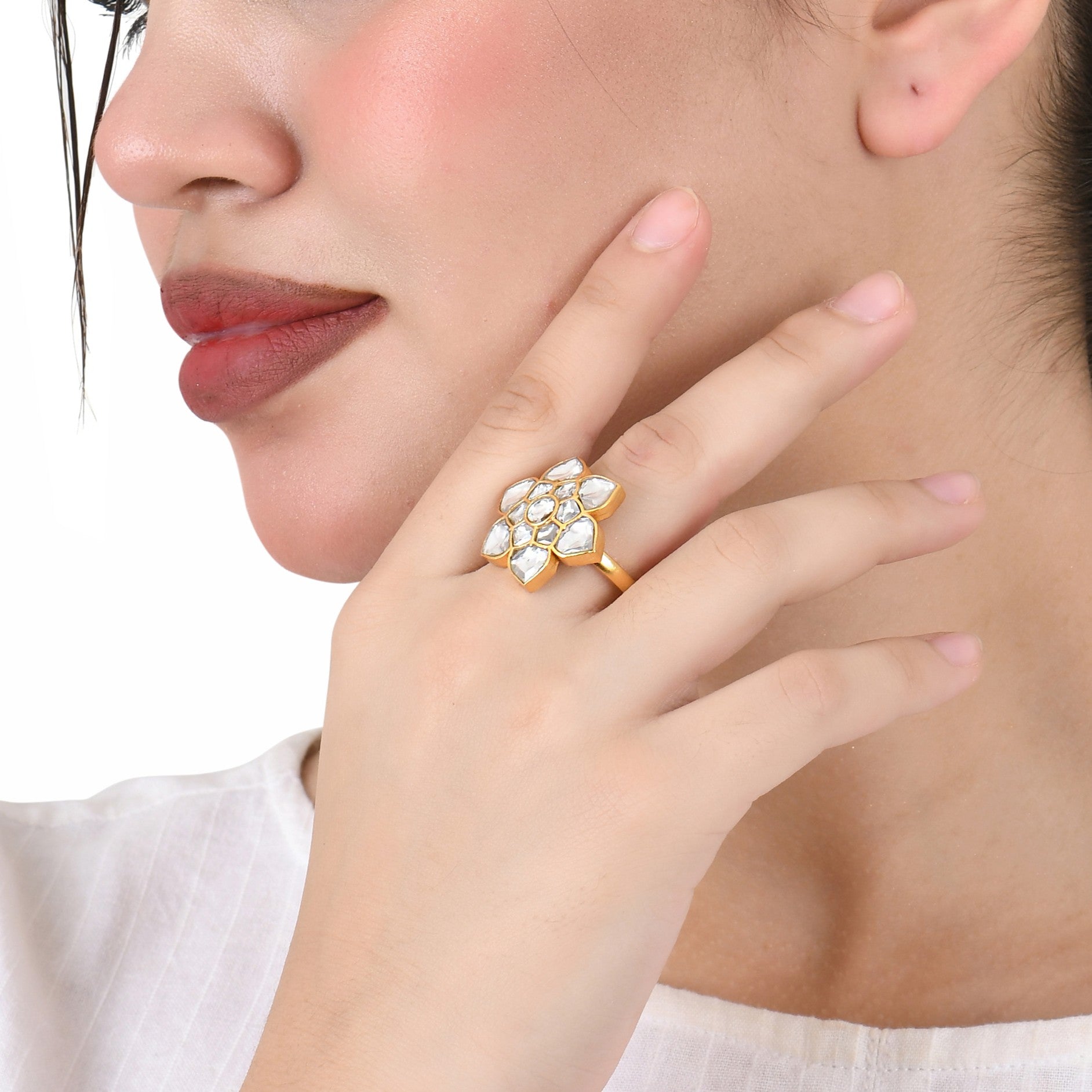 White Aura Adjustable Ring