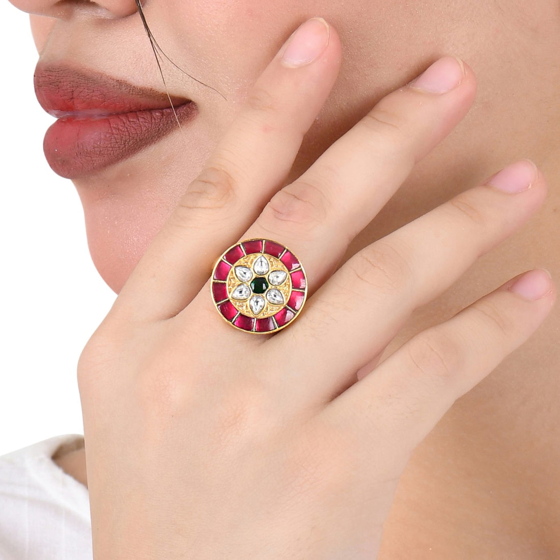 Divine Glow Adjustable Kundan Ring