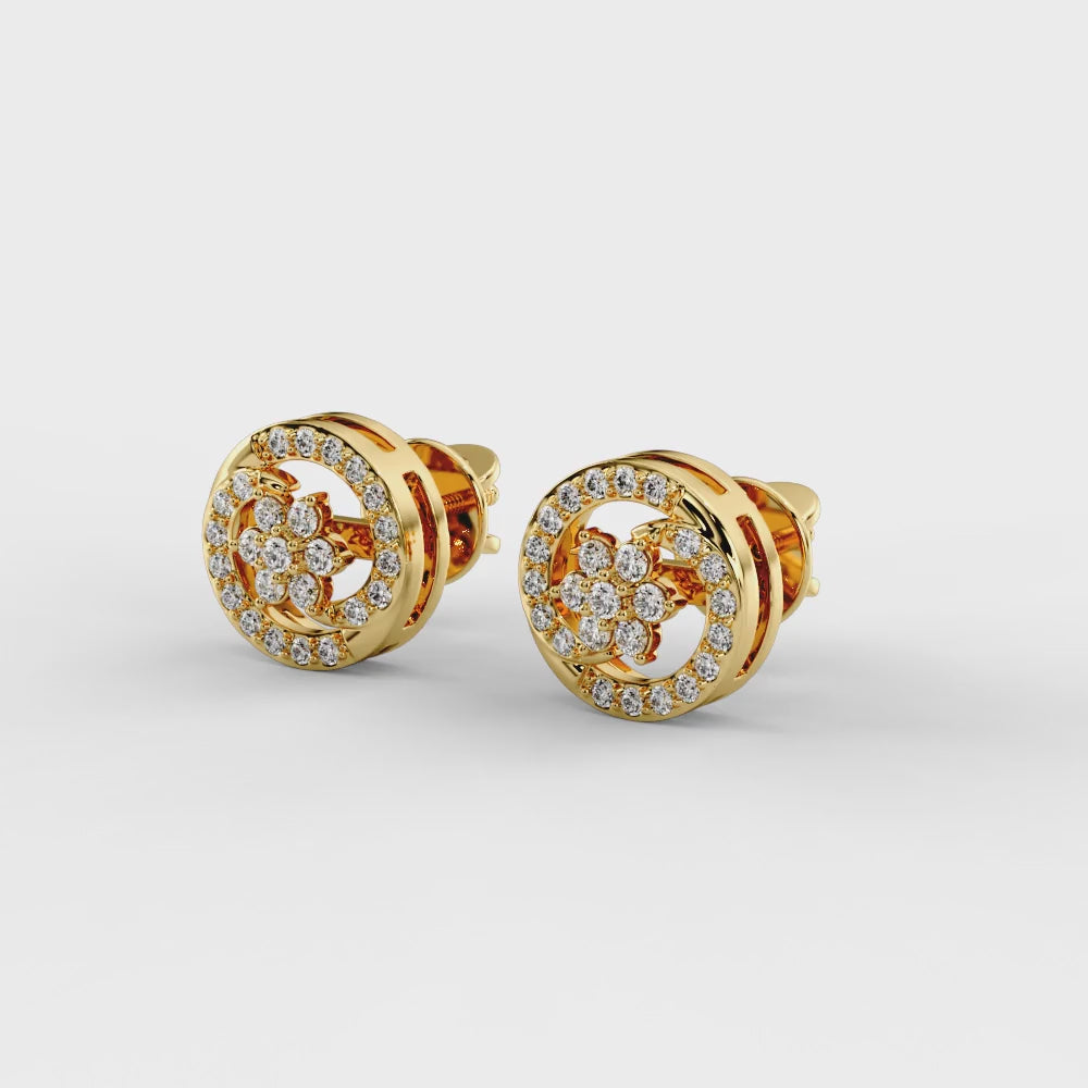 Floral Swirl CZ Stud Earrings
