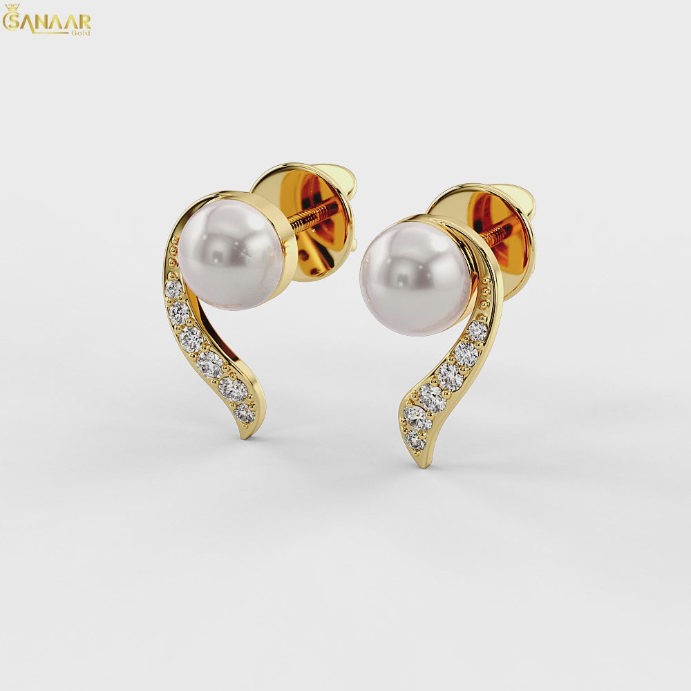 Pearl Wave CZ Earrings