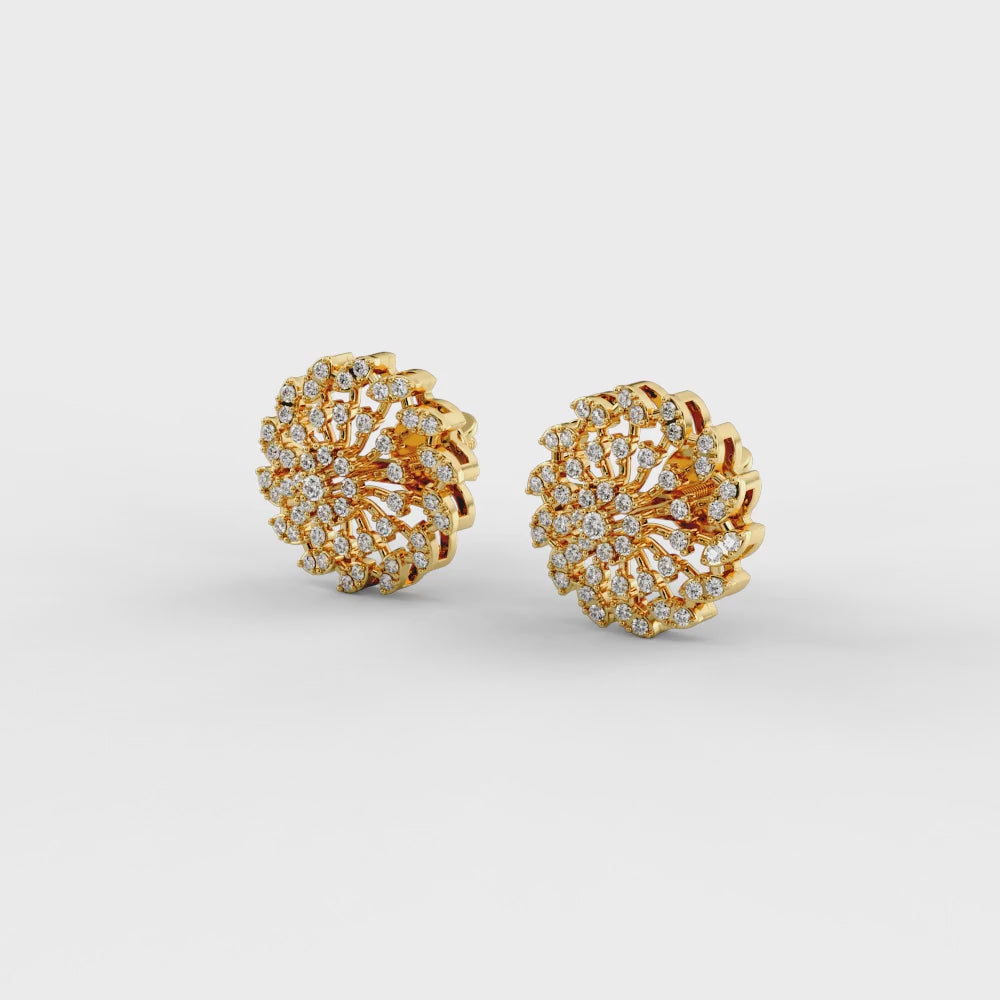Floral Burst CZ Stud Earrings